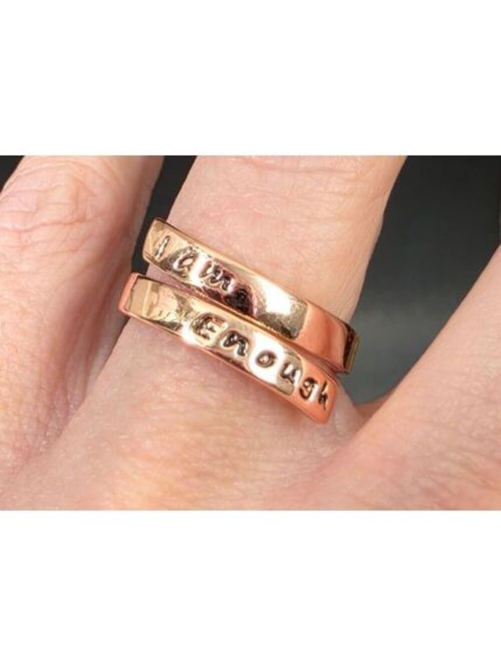 Rose Gold Tone Adjustable Ring Size 7 - I Am Enough